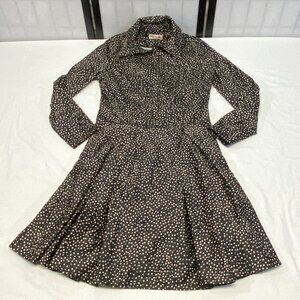Moss & Spy Black White Dot Floral Pleated Skirt Midi Dress Concealed Button 12